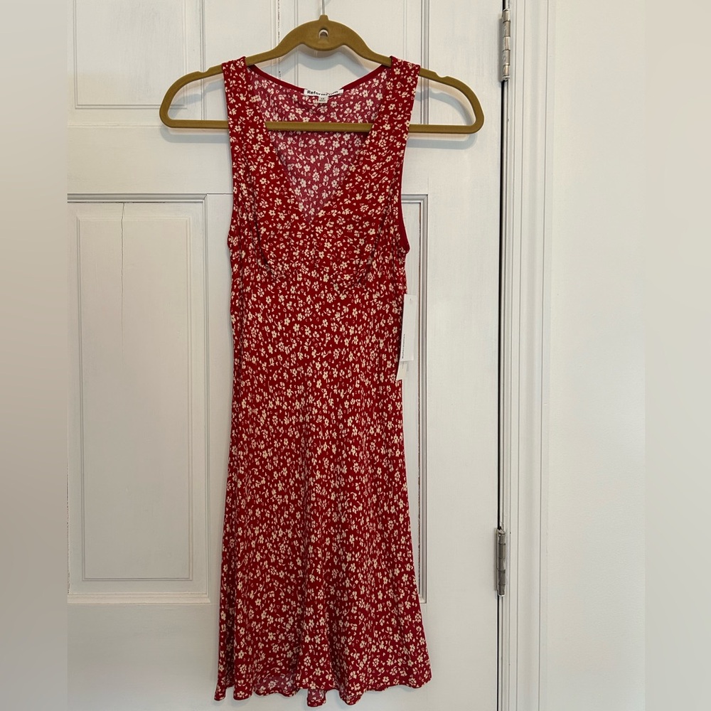 Reformation Calix Dress-Last Tango Red Floral Dress